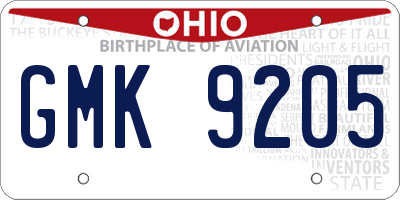 OH license plate GMK9205