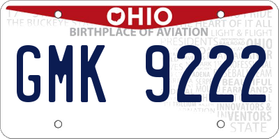 OH license plate GMK9222