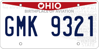OH license plate GMK9321