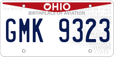 OH license plate GMK9323