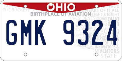 OH license plate GMK9324