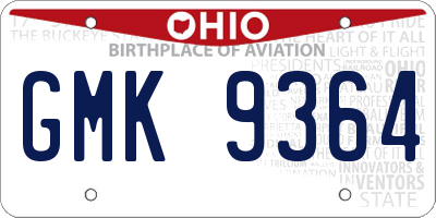 OH license plate GMK9364