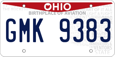 OH license plate GMK9383
