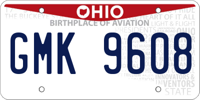 OH license plate GMK9608
