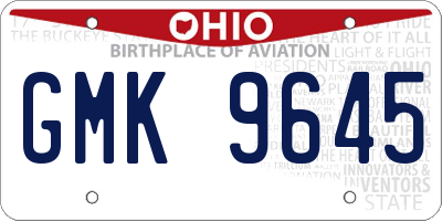 OH license plate GMK9645