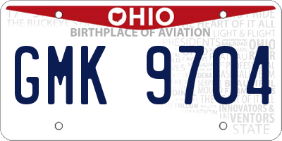 OH license plate GMK9704