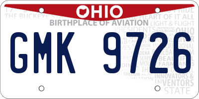 OH license plate GMK9726