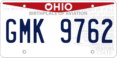 OH license plate GMK9762