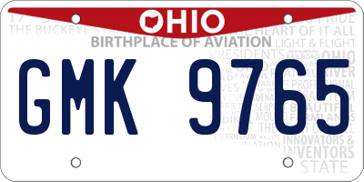 OH license plate GMK9765