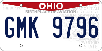 OH license plate GMK9796