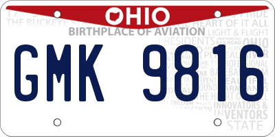 OH license plate GMK9816