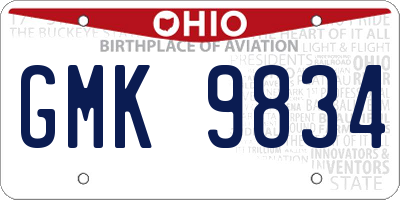 OH license plate GMK9834