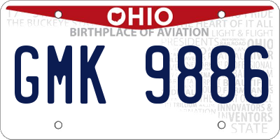 OH license plate GMK9886