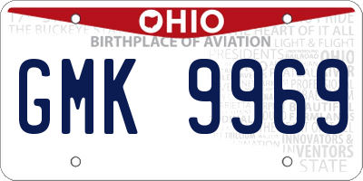 OH license plate GMK9969