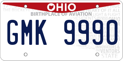 OH license plate GMK9990