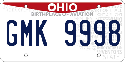 OH license plate GMK9998