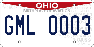 OH license plate GML0003