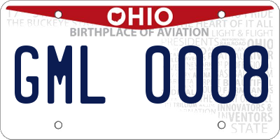 OH license plate GML0008