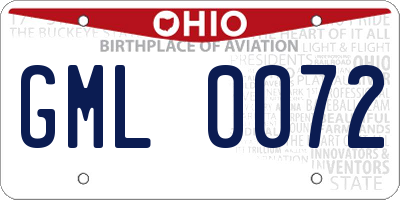 OH license plate GML0072