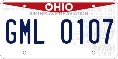 OH license plate GML0107