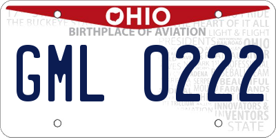 OH license plate GML0222