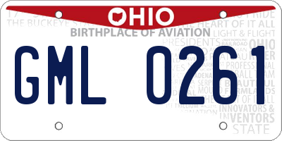 OH license plate GML0261