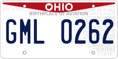 OH license plate GML0262