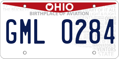 OH license plate GML0284