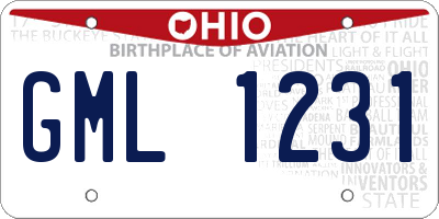 OH license plate GML1231