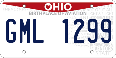 OH license plate GML1299