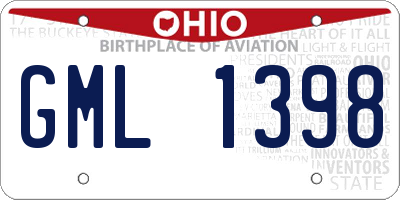 OH license plate GML1398