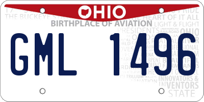 OH license plate GML1496