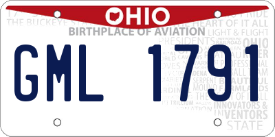 OH license plate GML1791