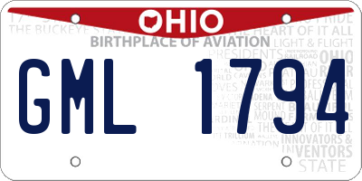 OH license plate GML1794