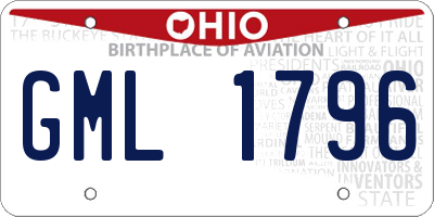 OH license plate GML1796