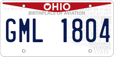 OH license plate GML1804