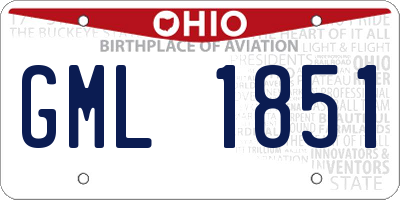 OH license plate GML1851