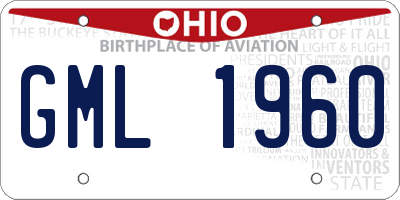OH license plate GML1960