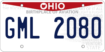OH license plate GML2080