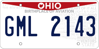 OH license plate GML2143