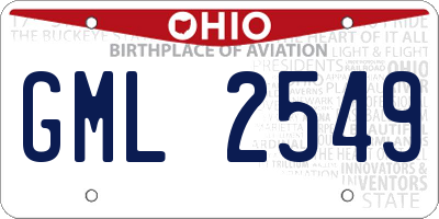 OH license plate GML2549
