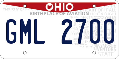 OH license plate GML2700