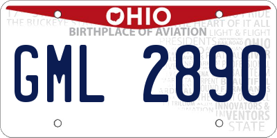 OH license plate GML2890