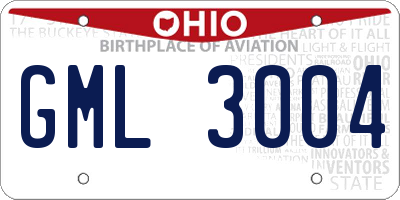 OH license plate GML3004