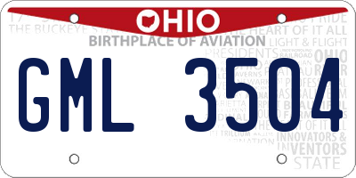 OH license plate GML3504