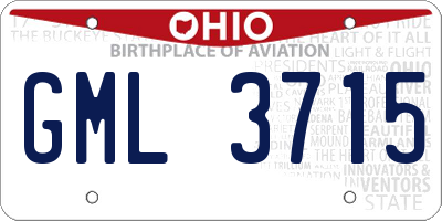 OH license plate GML3715