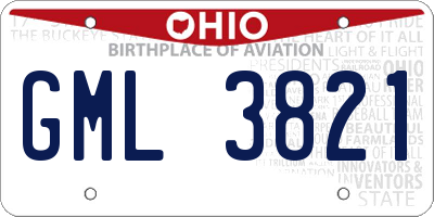 OH license plate GML3821