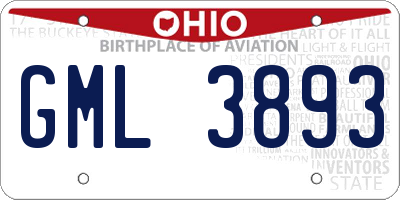 OH license plate GML3893