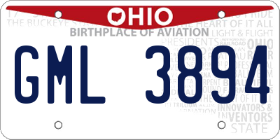 OH license plate GML3894