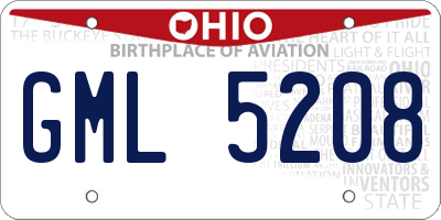 OH license plate GML5208
